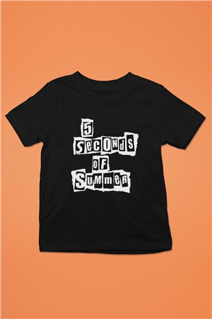 5 Seconds Of Summer Baskılı Siyah Unisex Çocuk Tişört