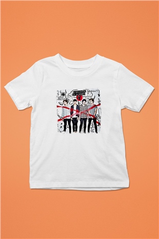 5 Seconds Of Summer Baskılı Unisex Beyaz Çocuk Tişört