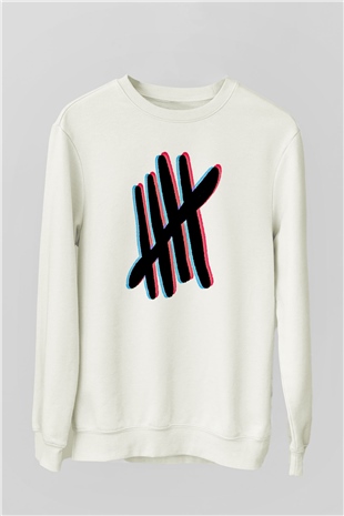 5 Seconds Of Summer Baskılı Unisex Beyaz Sweatshirt