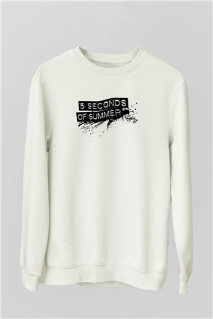 5 Seconds Of Summer Baskılı Unisex Beyaz Sweatshirt