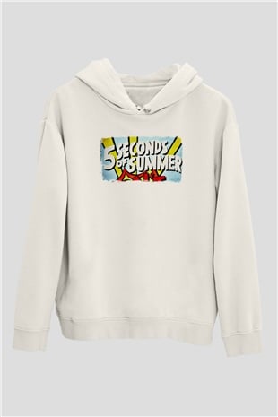 5 Seconds Of Summer Baskılı Unisex Beyaz Hoodie