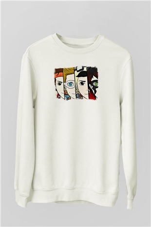 5 Seconds Of Summer Baskılı Unisex Beyaz Sweatshirt
