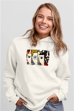 5 Seconds Of Summer Baskılı Unisex Beyaz Hoodie