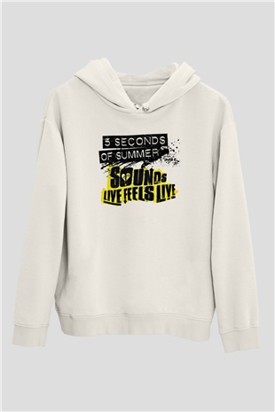 5 Seconds Of Summer Baskılı Unisex Beyaz Hoodie