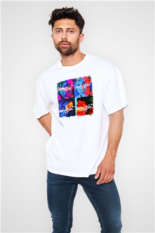 5 Seconds Of Summer Baskılı Unisex Beyaz Oversize Tişört