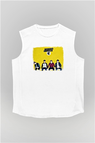 5 Seconds Of Summer Baskılı Unisex Beyaz Kolsuz Tişört