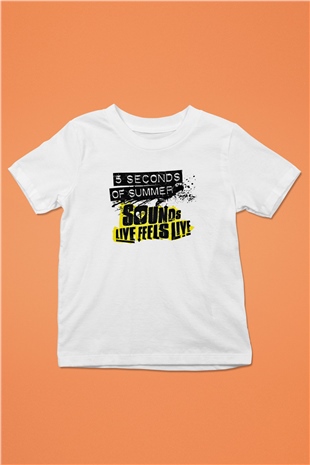 5 Seconds Of Summer Baskılı Unisex Beyaz Çocuk Tişört