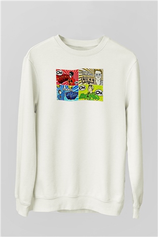5 Seconds Of Summer Baskılı Unisex Beyaz Sweatshirt