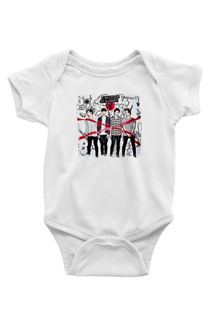 5 Seconds Of Summer Baskılı Unisex Beyaz Bebek Body - Zıbın