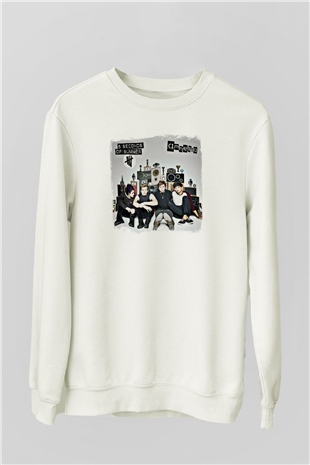 5 Seconds Of Summer Baskılı Unisex Beyaz Sweatshirt
