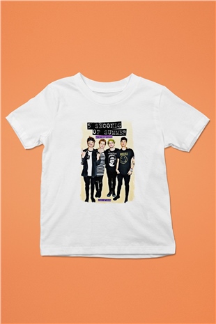 5 Seconds Of Summer Baskılı Unisex Beyaz Çocuk Tişört