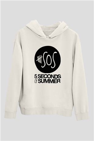 5 Seconds Of Summer Baskılı Unisex Beyaz Hoodie