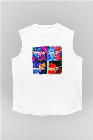5 Seconds Of Summer Baskılı Unisex Beyaz Kolsuz Tişört