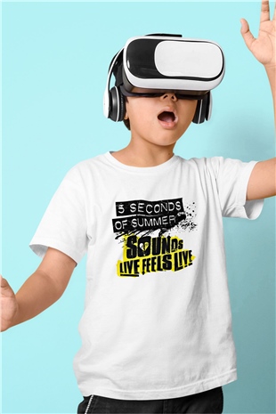 5 Seconds Of Summer Baskılı Unisex Beyaz Çocuk Tişört