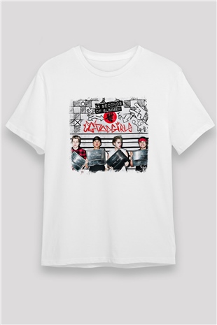 5 Seconds Of Summer Baskılı Unisex Beyaz Tişört