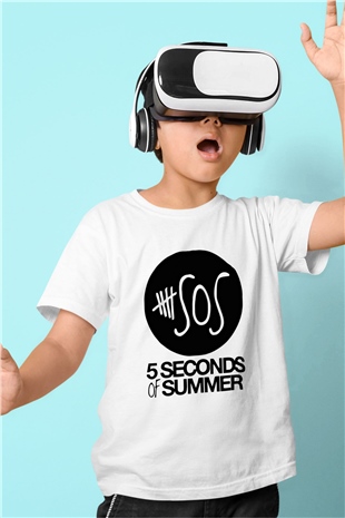5 Seconds Of Summer Baskılı Unisex Beyaz Çocuk Tişört