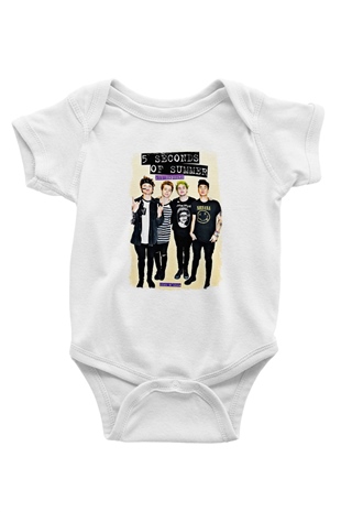 5 Seconds Of Summer Baskılı Unisex Beyaz Bebek Body - Zıbın