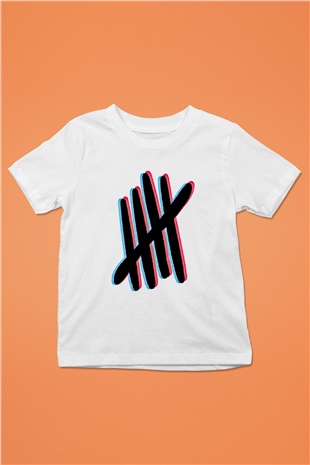 5 Seconds Of Summer Baskılı Unisex Beyaz Çocuk Tişört