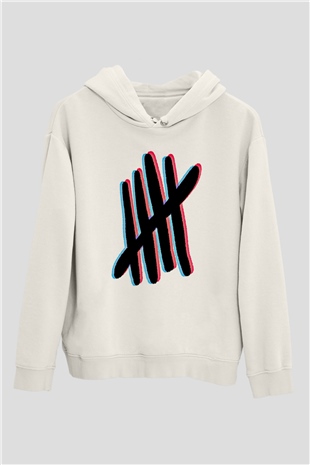 5 Seconds Of Summer Baskılı Unisex Beyaz Hoodie