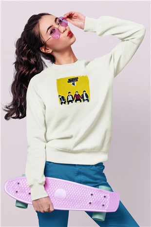 5 Seconds Of Summer Baskılı Unisex Beyaz Sweatshirt