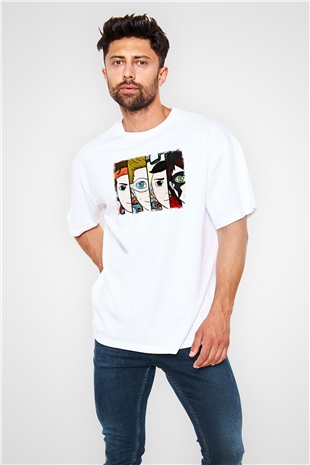 5 Seconds Of Summer Baskılı Unisex Beyaz Oversize Tişört
