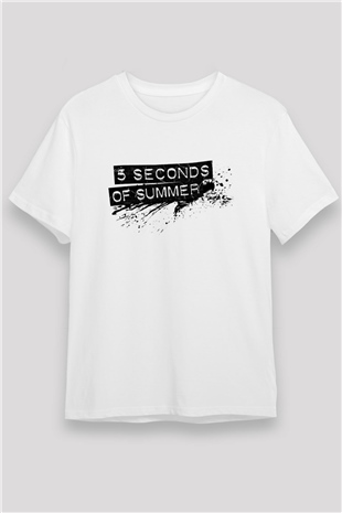 5 Seconds Of Summer Baskılı Unisex Beyaz Tişört