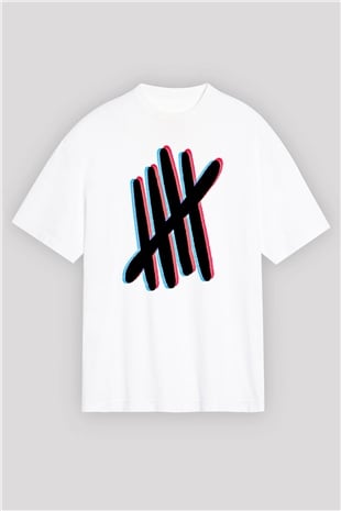 5 Seconds Of Summer Baskılı Unisex Beyaz Oversize Tişört