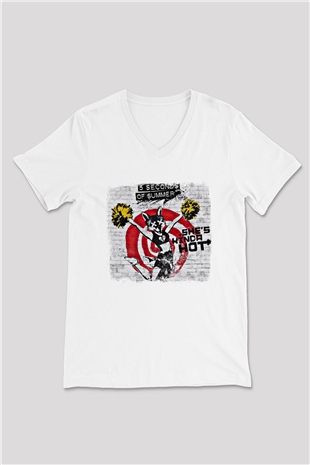 5 Seconds Of Summer Baskılı Unisex Beyaz V Yaka Tişört
