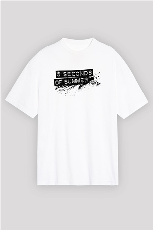 5 Seconds Of Summer Baskılı Unisex Beyaz Oversize Tişört