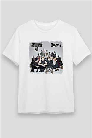 5 Seconds Of Summer Baskılı Unisex Beyaz Tişört