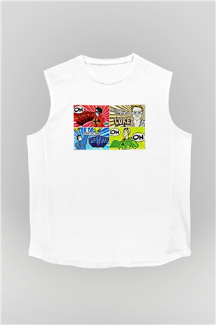 5 Seconds Of Summer Baskılı Unisex Beyaz Kolsuz Tişört