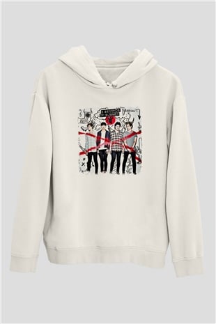 5 Seconds Of Summer Baskılı Unisex Beyaz Hoodie
