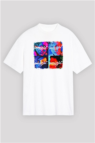 5 Seconds Of Summer Baskılı Unisex Beyaz Oversize Tişört