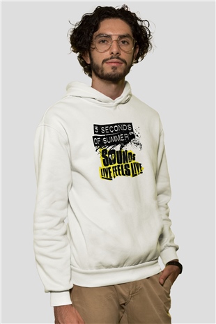 5 Seconds Of Summer Baskılı Unisex Beyaz Hoodie