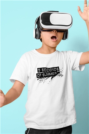 5 Seconds Of Summer Baskılı Unisex Beyaz Çocuk Tişört