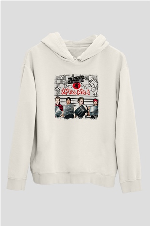 5 Seconds Of Summer Baskılı Unisex Beyaz Hoodie