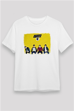 5 Seconds Of Summer Baskılı Unisex Beyaz Tişört