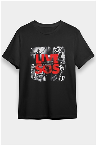 5 Seconds Of Summer Baskılı Unisex Siyah Tişört
