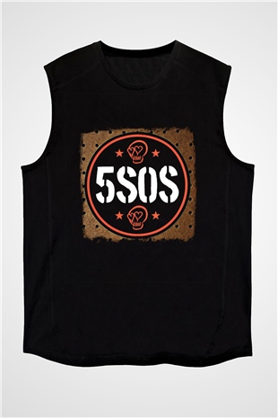 5 Seconds Of Summer Baskılı Unisex Siyah Kolsuz Tişört
