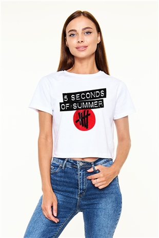 5 Seconds Of Summer Beyaz Croptop Tişört