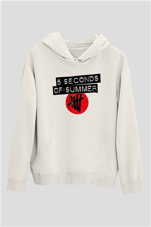 5 Seconds Of Summer Beyaz Unisex Kapşonlu Sweatshirt