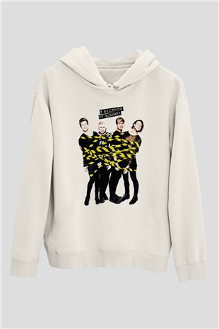 5 Seconds Of Summer Beyaz Unisex Kapşonlu Sweatshirt