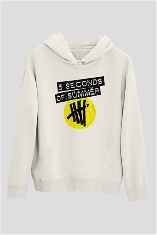 5 Seconds Of Summer Beyaz Unisex Kapşonlu Sweatshirt