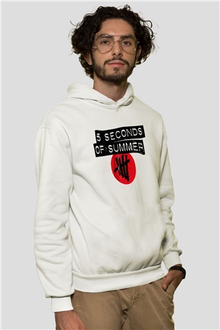 5 Seconds Of Summer Beyaz Unisex Kapşonlu Sweatshirt