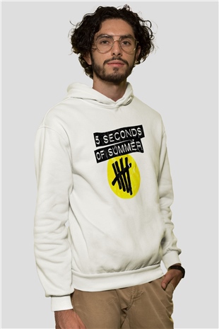 5 Seconds Of Summer Beyaz Unisex Kapşonlu Sweatshirt