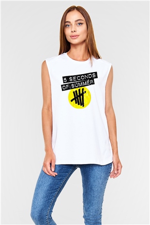 5 Seconds Of Summer Beyaz Unisex Kolsuz Tişört