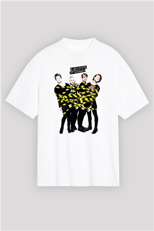 5 Seconds Of Summer Beyaz Unisex Oversize Tişört T-Shirt