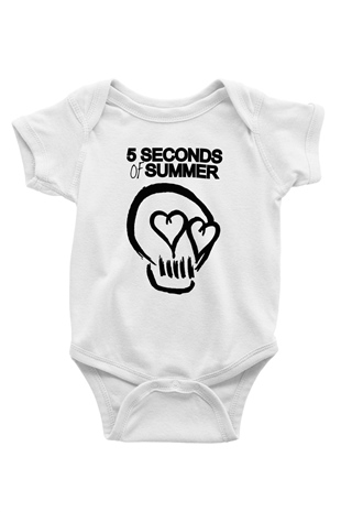 5 Seconds Of Summer Skull Logo Baskılı Beyaz Unisex Bebek Body - Zıbın