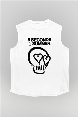 5 Seconds Of Summer Skull Logo Beyaz Unisex Kolsuz Tişört