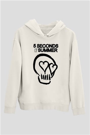 5 Seconds Of Summer Skull Logo Beyaz Unisex Kapşonlu Sweatshirt